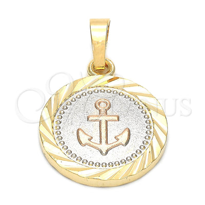 Oro Laminado Fancy Pendant, Gold Filled Style Anchor Design, Diamond Cutting Finish, Tricolor, 5.187.023.2 for wholesale, main product view