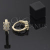 Oro Laminado Huggie Hoop, Gold Filled Style Butterfly Design, with White Cubic Zirconia, Polished, Golden Finish, 02.165.0007