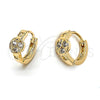 Oro Laminado Huggie Hoop, Gold Filled Style with White Cubic Zirconia, Polished, Golden Finish, 02.165.0018