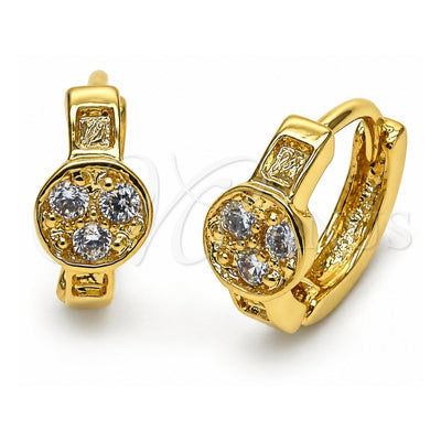 Oro Laminado Huggie Hoop, Gold Filled Style with White Cubic Zirconia, Polished, Golden Finish, 02.165.0018
