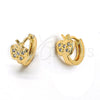Oro Laminado Huggie Hoop, Gold Filled Style Apple Design, with White Cubic Zirconia, Polished, Golden Finish, 02.165.0038