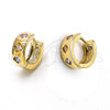 Oro Laminado Huggie Hoop, Gold Filled Style with Pink and White Cubic Zirconia, Polished, Golden Finish, 02.65.2316