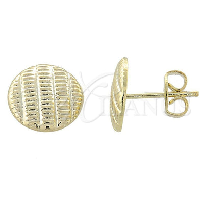 Oro Laminado Stud Earring, Gold Filled Style Diamond Cutting Finish, Golden Finish, 02.165.0035 *PROMO*
