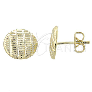 Oro Laminado Stud Earring, Gold Filled Style Diamond Cutting Finish, Golden Finish, 02.165.0035 *PROMO*