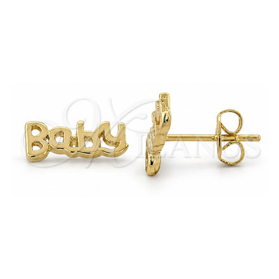 Oro Laminado Stud Earring, Gold Filled Style Diamond Cutting Finish, Golden Finish, 02.94.0050 *PROMO*