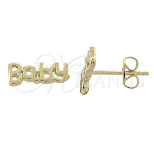 Oro Laminado Stud Earring, Gold Filled Style Diamond Cutting Finish, Golden Finish, 02.94.0050 *PROMO*