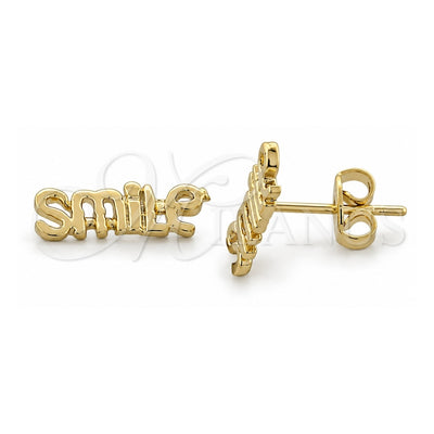 Oro Laminado Stud Earring, Gold Filled Style Smile Design, Polished, Golden Finish, 02.94.0054 *PROMO*