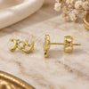 Oro Laminado Stud Earring, Gold Filled Style Diamond Cutting Finish, Golden Finish, 02.94.0055 *PROMO*
