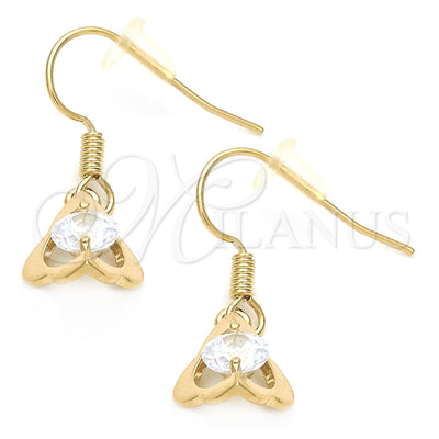 Oro Laminado Dangle Earring, Gold Filled Style with White Cubic Zirconia, Polished, Golden Finish, 02.171.0027 for wholesale, main product view