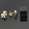 Oro Laminado Stud Earring, Gold Filled Style Elephant Design, with White Cubic Zirconia, Polished, Golden Finish, 02.09.0050