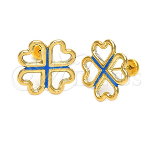 Oro Laminado Stud Earring, Gold Filled Style Heart Design, Enamel Finish, Golden Finish, 02.09.0052