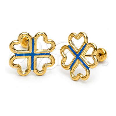 Oro Laminado Stud Earring, Gold Filled Style Heart Design, Enamel Finish, Golden Finish, 02.09.0052