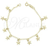 Oro Laminado Charm Bracelet, Gold Filled Style Star Design, Polished, Golden Finish, 03.09.0033.07 (03 MM Thickness, 7 Inches Length)