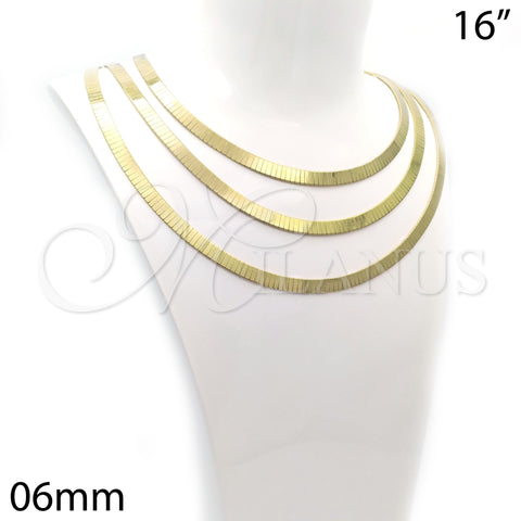 Oro Laminado Basic Necklace, Gold Filled Style Herringbone Design, Polished, Golden Finish, 04.63.1166.16 (06 MM Thickness, 16 Inches Length)