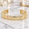 Oro Laminado Individual Bangle, Gold Filled Style Diamond Cutting Finish, Tricolor, 07.156.0017 (10 MM Thickness, One size fits all)