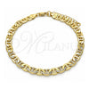Oro Laminado Basic Anklet, Gold Filled Style Mariner Design, Polished, Golden Finish, 5.222.023.10 (160 Gauge, 07 MM Thickness, 10 Inches Length)