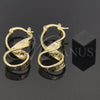 Oro Laminado Medium Hoop, Gold Filled Style Twist and Greek Key Design, Diamond Cutting Finish, Golden Finish, 5.147.001.1