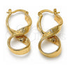 Oro Laminado Medium Hoop, Gold Filled Style Twist and Greek Key Design, Diamond Cutting Finish, Golden Finish, 5.147.001.1