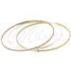 Oro Laminado Trio Bangle, Gold Filled Style Polished, Tricolor, 07.63.0162.06 (08 MM Thickness, Size 6 (2.75 Diameter))