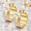Oro Laminado Small Hoop, Gold Filled Style Diamond Cutting Finish, Tricolor, 5.144.005.2