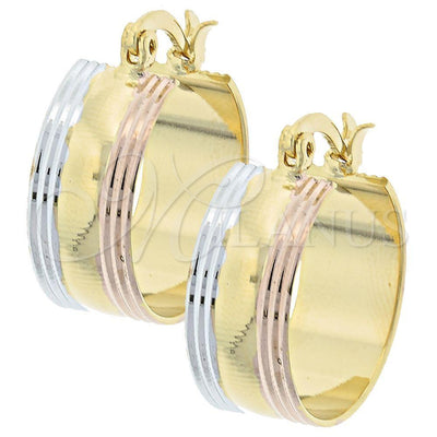 Oro Laminado Small Hoop, Gold Filled Style Diamond Cutting Finish, Tricolor, 5.144.005.2 for wholesale, main product view