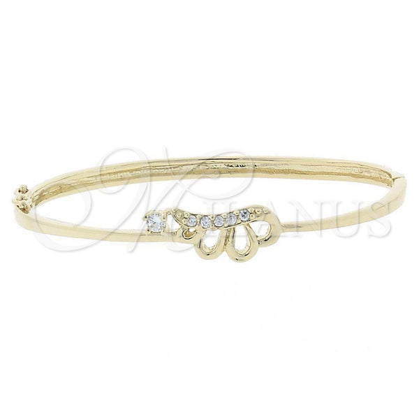 Oro Laminado Individual Bangle, Gold Filled Style Butterfly Design, with White Cubic Zirconia, Polished, Golden Finish, 07.156.0011 (08 MM Thickness, Size 4 (2.25 Diameter))