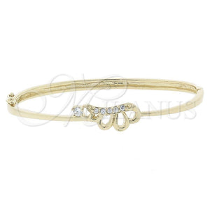 Oro Laminado Individual Bangle, Gold Filled Style Butterfly Design, with White Cubic Zirconia, Polished, Golden Finish, 07.156.0011 (08 MM Thickness, Size 4 (2.25 Diameter))