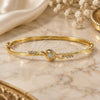 Oro Laminado Individual Bangle, Gold Filled Style Flower Design, with White Cubic Zirconia, Polished, Golden Finish, 07.156.0012 (09 MM Thickness, Size 5 (2.50 Diameter))