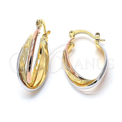 Oro Laminado Medium Hoop, Gold Filled Style Diamond Cutting Finish, Tricolor, 5.155.018.1 for wholesale, main product view
