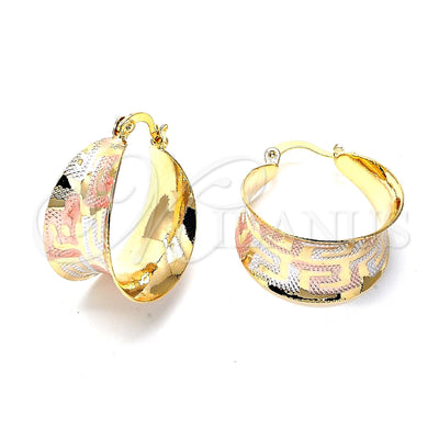 Oro Laminado Small Hoop, Gold Filled Style Diamond Cutting Finish, Tricolor, 5.150.021.3 for wholesale, main product view