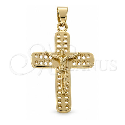 Oro Laminado Religious Pendant, Gold Filled Style Crucifix Design, Polished, Golden Finish, 5.188.011.1
