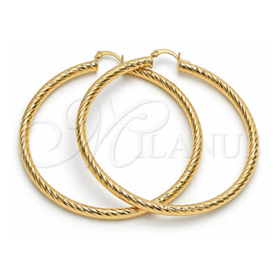 Oro Laminado Extra Large Hoop, Gold Filled Style Hollow Design, Diamond Cutting Finish, Golden Finish, 5.139.008.70