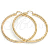 Oro Laminado Extra Large Hoop, Gold Filled Style Hollow Design, Diamond Cutting Finish, Golden Finish, 5.139.008.70