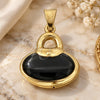 Oro Laminado Fancy Pendant, Gold Filled Style Purse Design, Black Enamel Finish, Golden Finish, 045.016.1