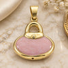Oro Laminado Fancy Pendant, Gold Filled Style Purse Design, Pink Enamel Finish, Golden Finish, 045.016.2