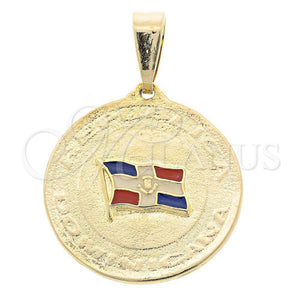 Oro Laminado Fancy Pendant, Gold Filled Style Enamel Finish, Golden Finish, 05.16.0153