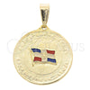 Oro Laminado Fancy Pendant, Gold Filled Style Enamel Finish, Golden Finish, 05.16.0153
