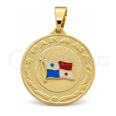 Oro Laminado Fancy Pendant, Gold Filled Style Enamel Finish, Golden Finish, 05.16.0154