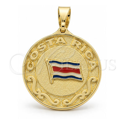 Oro Laminado Fancy Pendant, Gold Filled Style Enamel Finish, Golden Finish, 05.16.0155