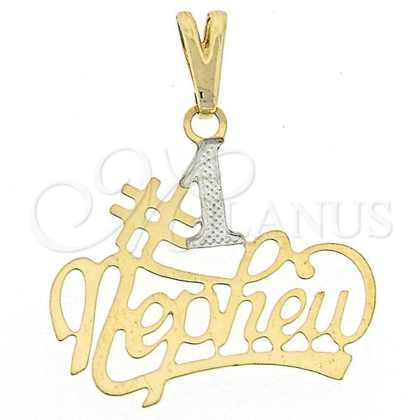 Oro Laminado Fancy Pendant, Gold Filled Style Polished, Two Tone, 05.16.0160