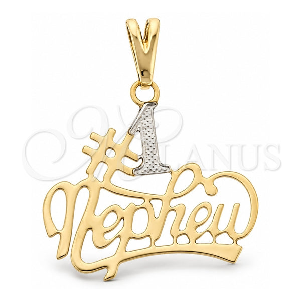 Oro Laminado Fancy Pendant, Gold Filled Style Polished, Two Tone, 05.16.0160