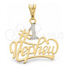 Oro Laminado Fancy Pendant, Gold Filled Style Polished, Two Tone, 05.16.0160