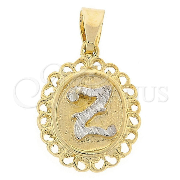 Oro Laminado Fancy Pendant, Gold Filled Style Polished, Two Tone, 05.16.0166