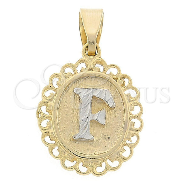 Oro Laminado Fancy Pendant, Gold Filled Style Polished, Two Tone, 05.16.0167