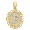 Oro Laminado Fancy Pendant, Gold Filled Style Polished, Two Tone, 05.16.0167