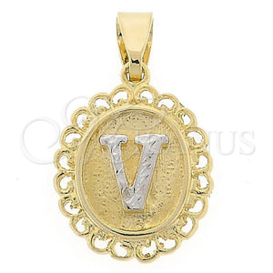 Oro Laminado Fancy Pendant, Gold Filled Style Polished, Two Tone, 05.16.0174