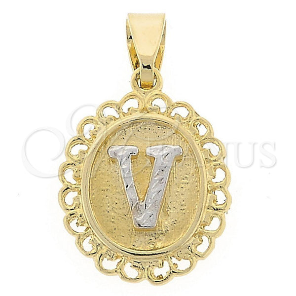Oro Laminado Fancy Pendant, Gold Filled Style Polished, Two Tone, 05.16.0174