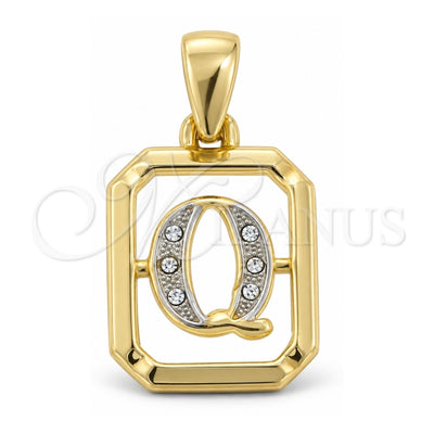 Oro Laminado Fancy Pendant, Gold Filled Style Polished, Two Tone, 05.16.0178