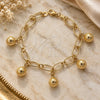 Oro Laminado Charm Bracelet, Gold Filled Style Ball Design, Diamond Cutting Finish, Golden Finish, 5.021.001.1 (08 MM Thickness, 7 Inches Length)
