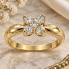 Oro Laminado Multi Stone Ring, Gold Filled Style Flower Design, with White Cubic Zirconia, Polished, Golden Finish, 5.166.016.07 (Size 7)